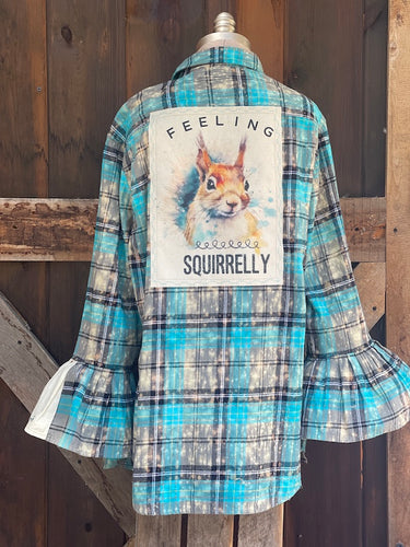 Flared Sleeve Flannel- Feeling Squirrely